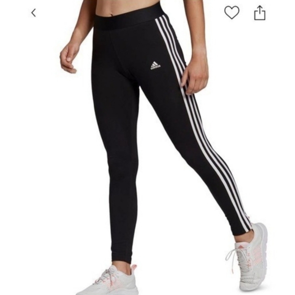 🖤▪️Adidas▪️ Classics 3-Stripe Fitted  Women Black Mid Rise Tights  Size X-SMALL